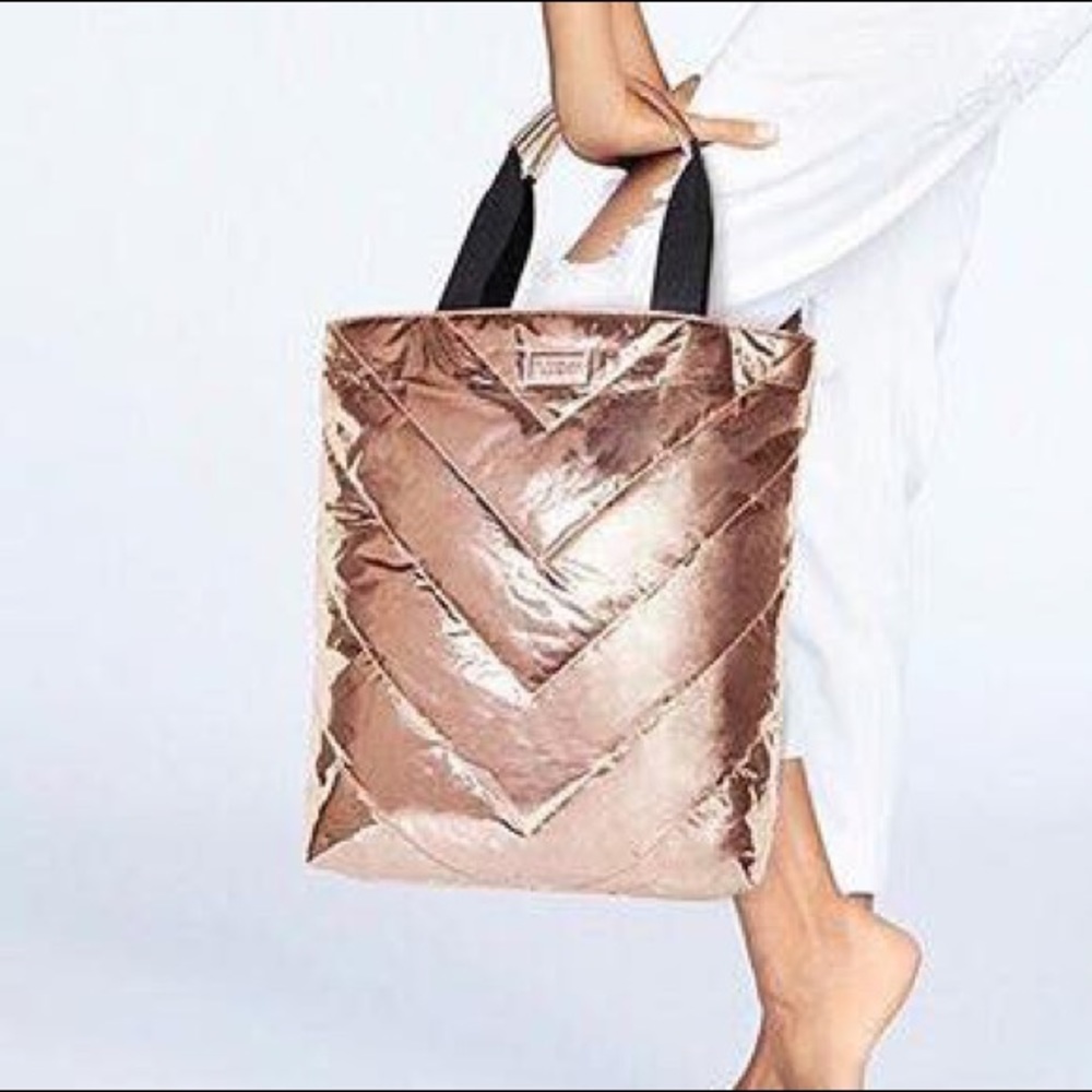 Victoria’s Secret Rose Gold Metallic Tote Bag
